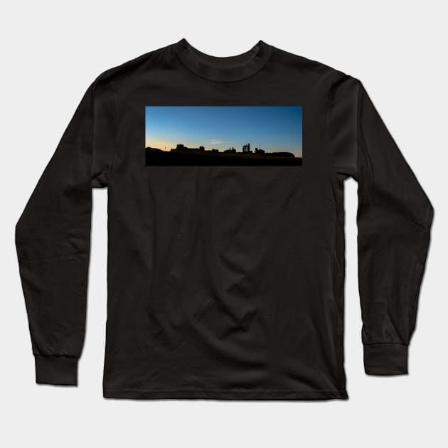 Tynemouth Priory Golden Hour Silhouette Long Sleeve T-Shirt by axp7884